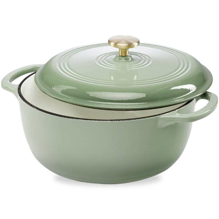 6 Quart Large Sage Green Enamel Cast-Iron Dutch Oven Kitchen Cookware - PRHOMZ