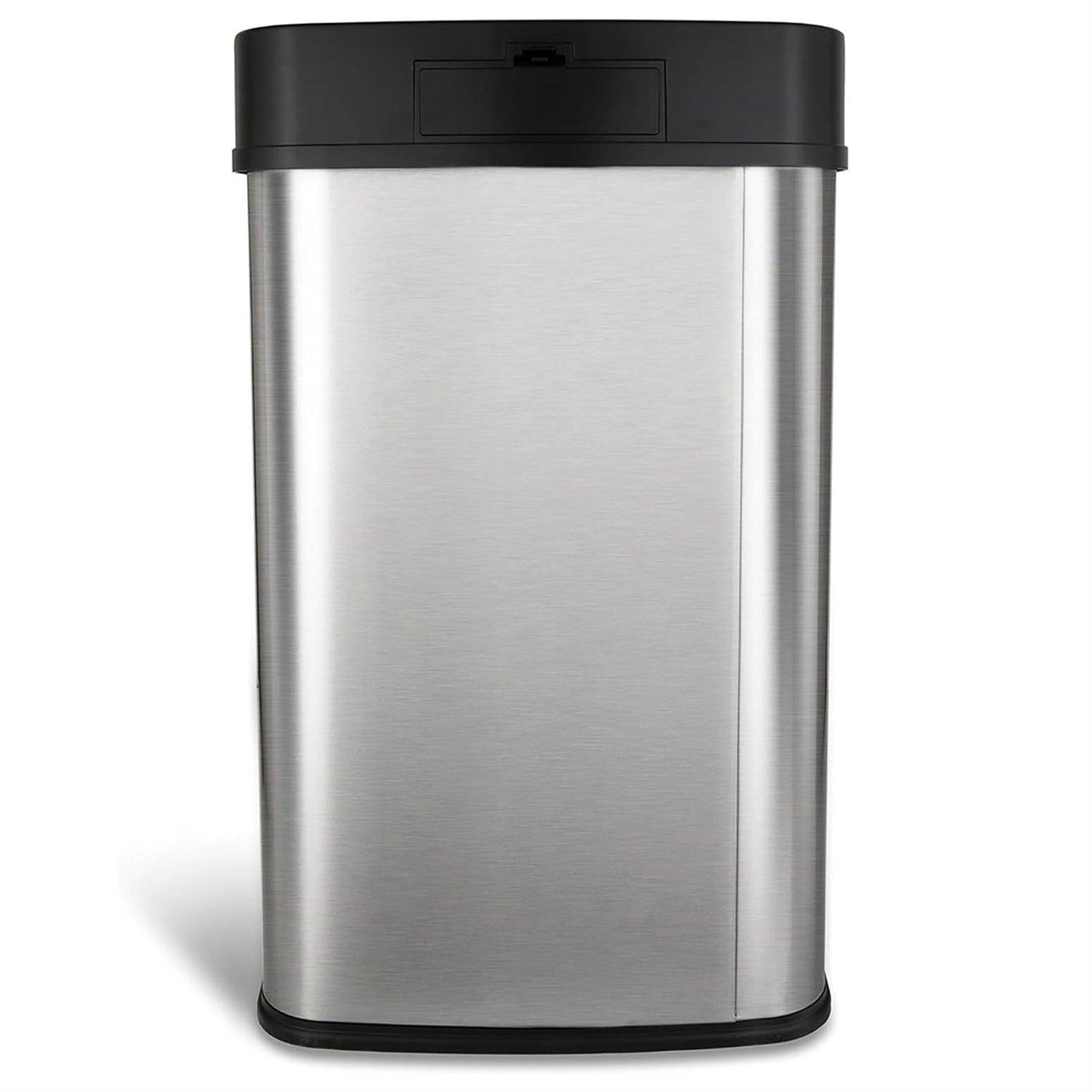 Silver/Black 13-Gallon Stainless Steel Kitchen Trash Can – Motion Sensor Lid - PRHOMZ