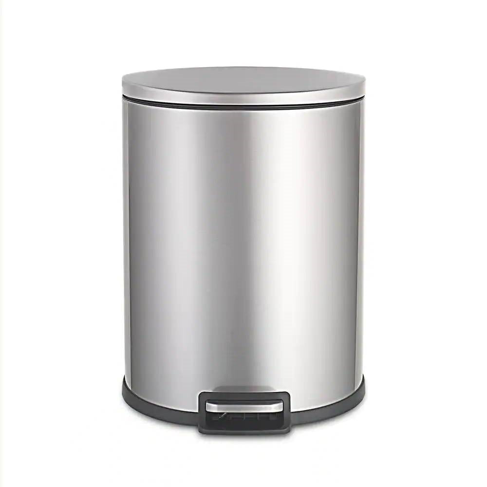 13-Gallon Step-on Stainless Steel Kitchen Trash Can with Removable Bucket Liner