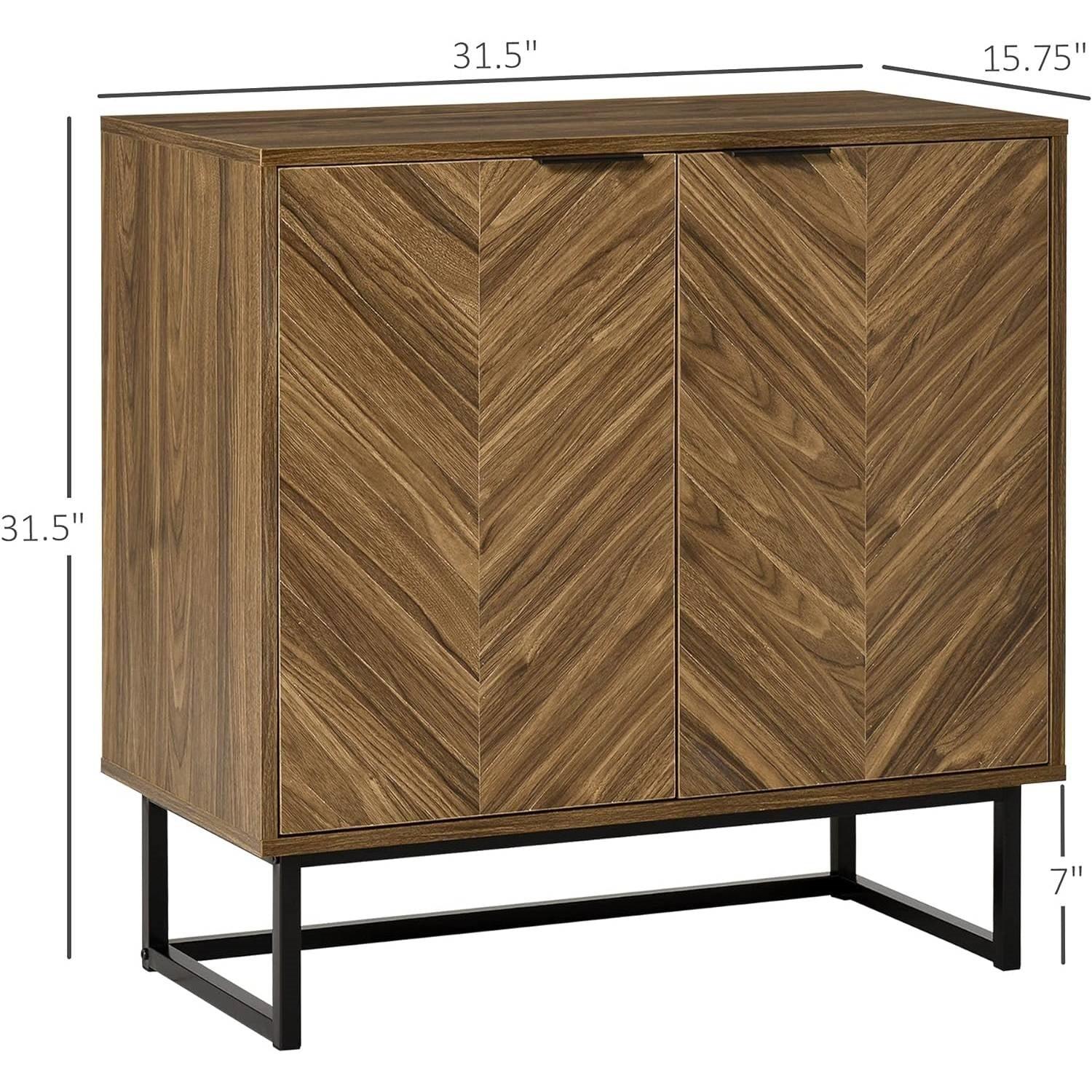 Modern Entryway Sideboard Buffet Dining Storage Cabinet in Walnut Wood Finish - PRHOMZ