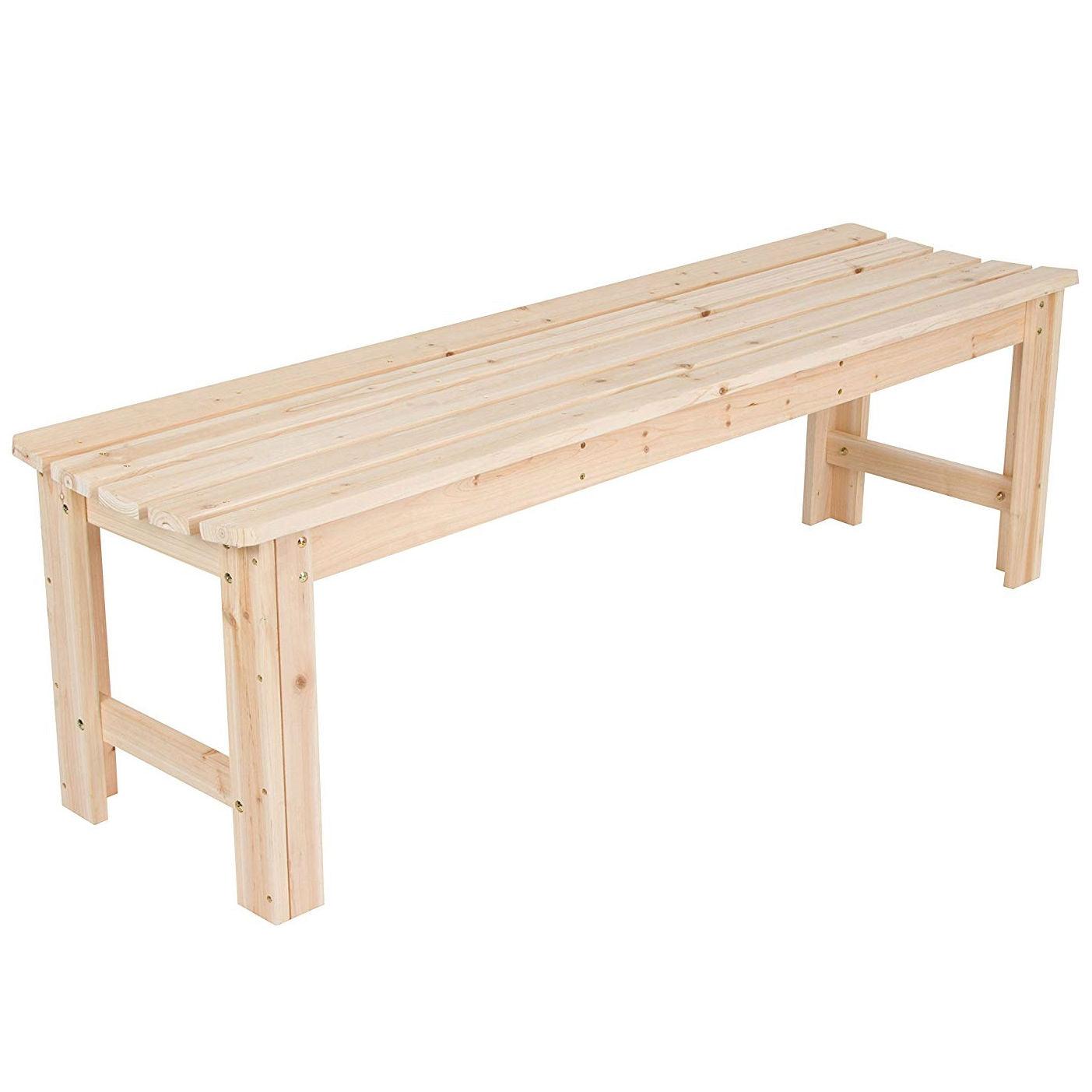 5-Ft Backless Garden Bench in Natural Yellow Cedar Wood - PRHOMZ