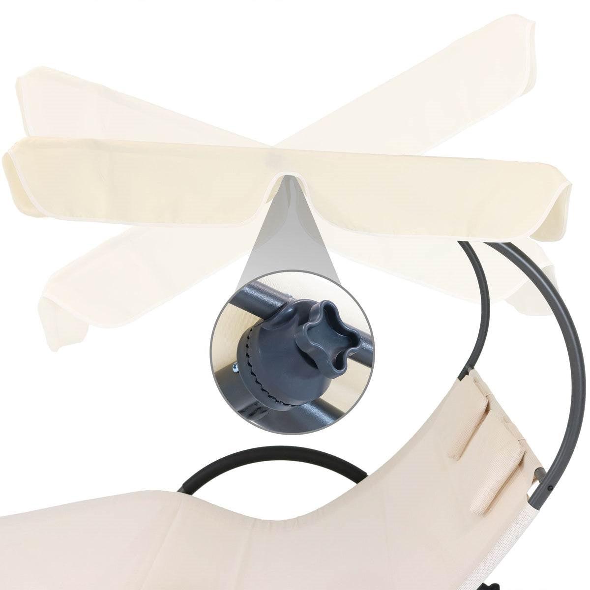 2 Person Off White Outdoor Patio Chaise Lounger Chair Canopy Bed with Pillows - PRHOMZ