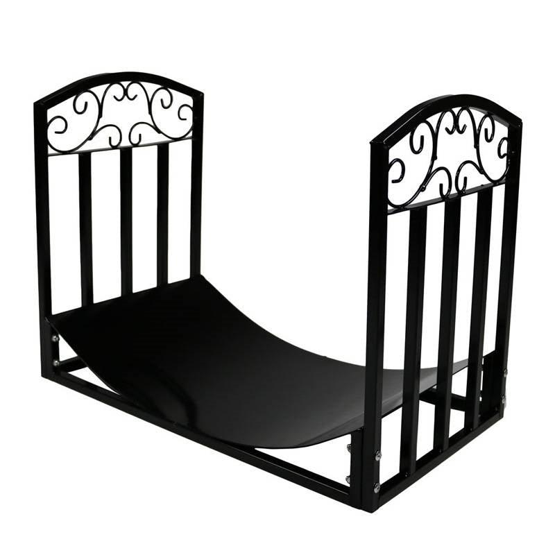 Black Metal Indoor Outdoor 2-Ft Firewood Holder Log Rack - PRHOMZ