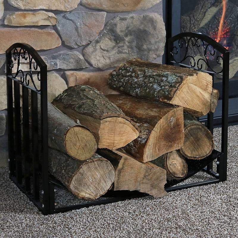 Black Metal Indoor Outdoor 2-Ft Firewood Holder Log Rack - PRHOMZ