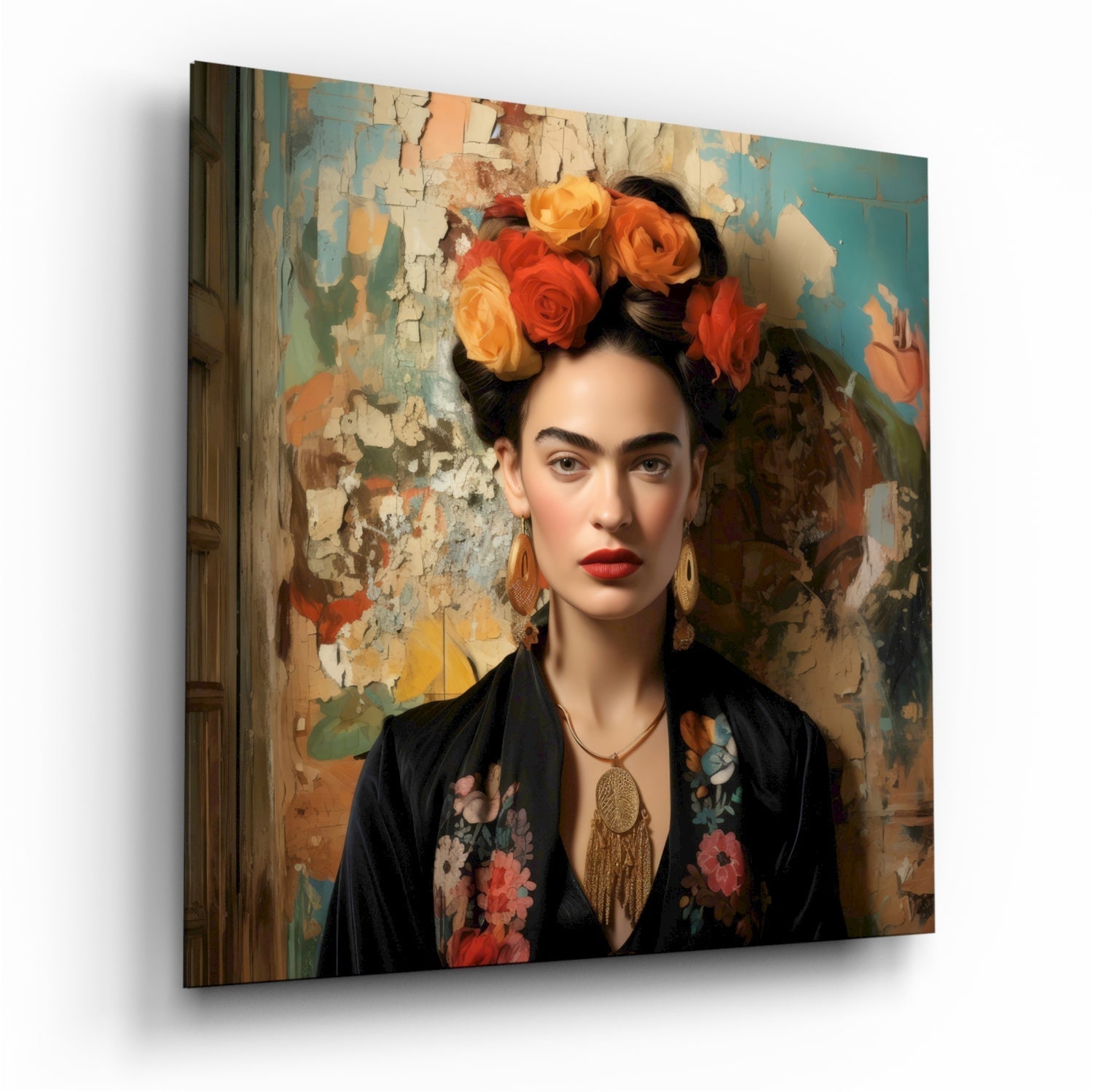 Folk Art Floral Portrait Glass Wall Art|| Designer Collection