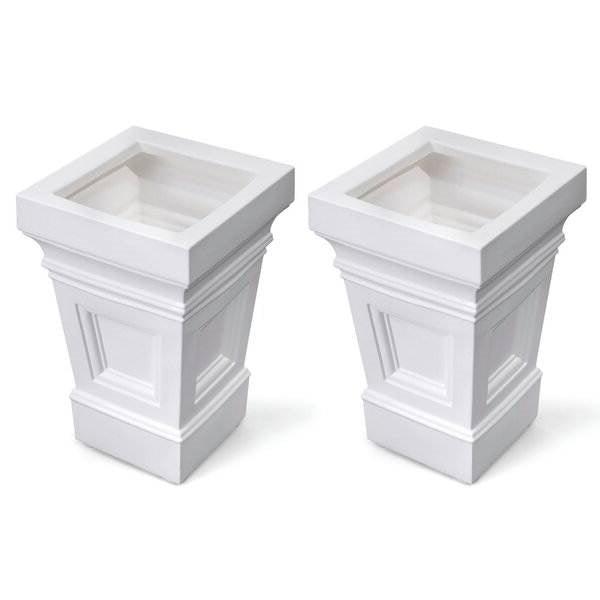 Set of 2 – 24" High Self-Watering Planter Boxes in White Resin - PRHOMZ