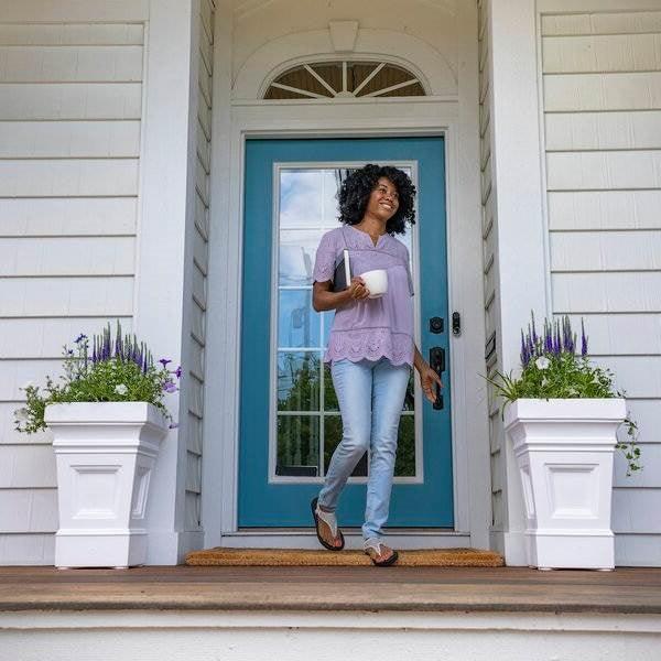 Set of 2 – 24" High Self-Watering Planter Boxes in White Resin - PRHOMZ