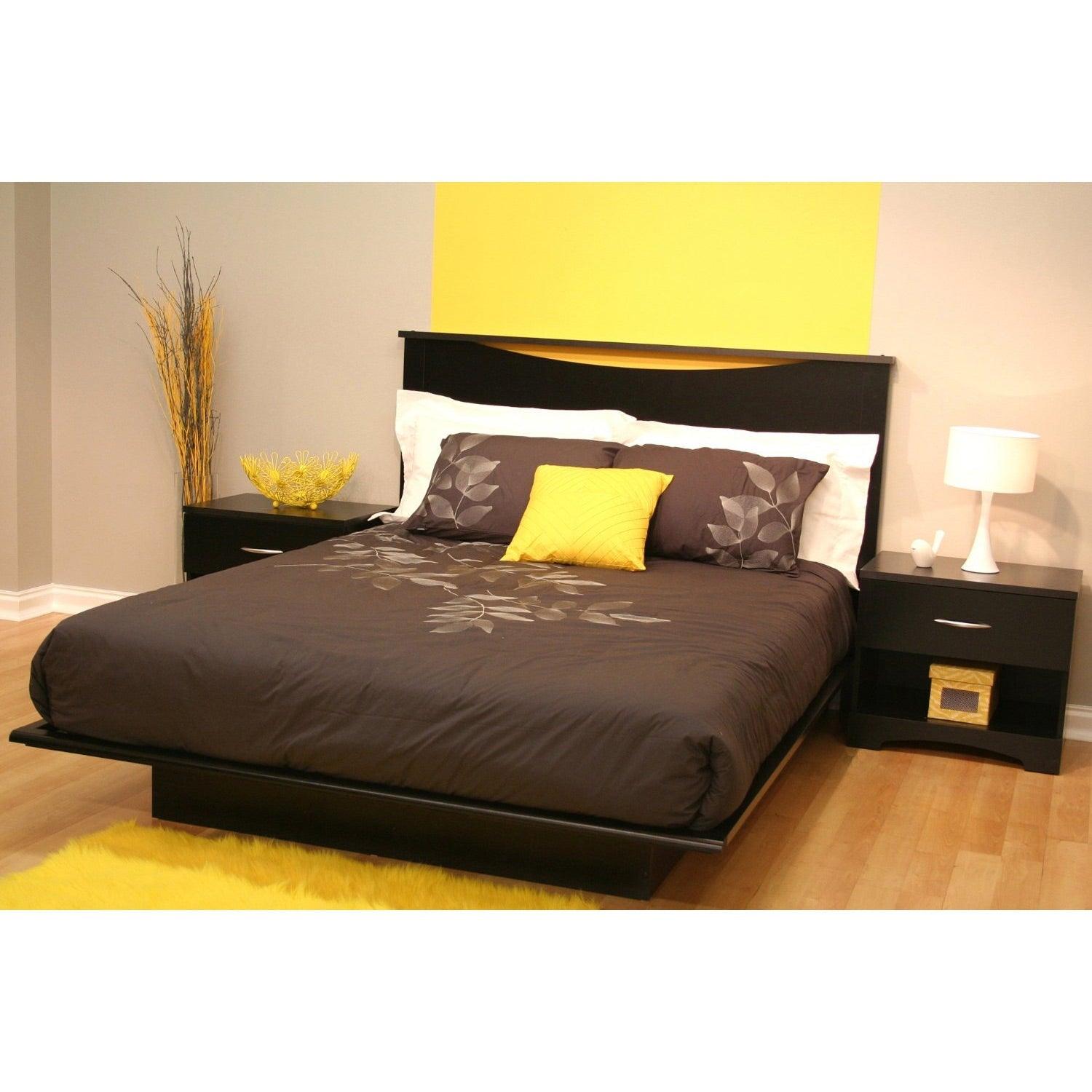 Full size Contemporary Platform Bed in Black Finish - PRHOMZ