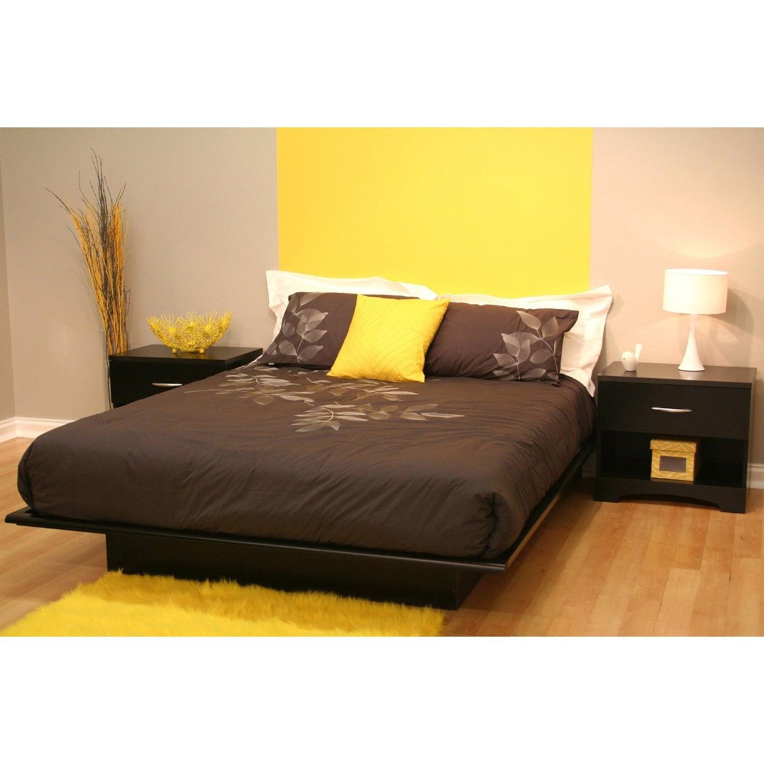 Full size Contemporary Platform Bed in Black Finish - PRHOMZ