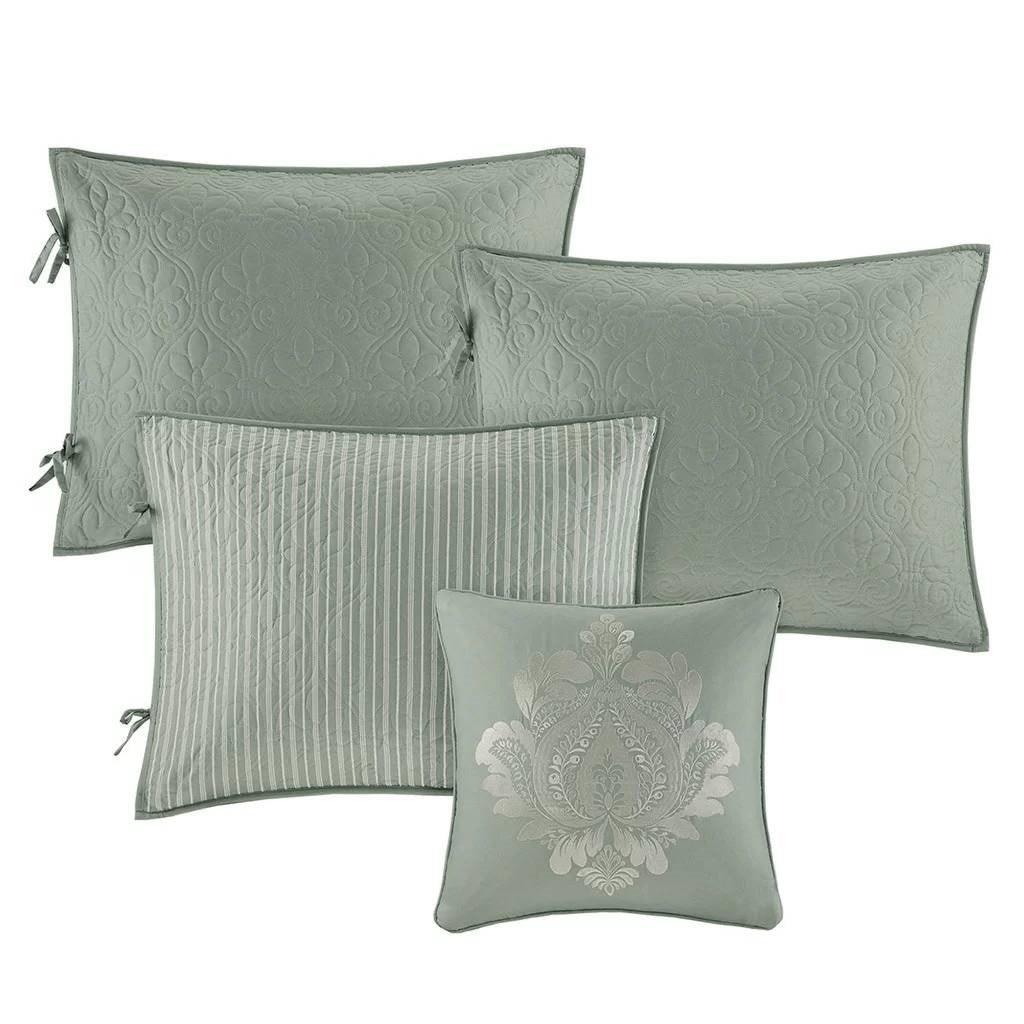 6-Piece Country Cottage Quilted Seafoam Green Reversible Daybed Cover Set - PRHOMZ