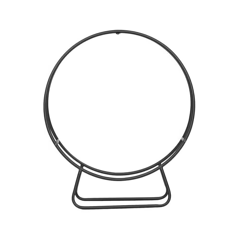 Indoor/Outdoor 2-ft. Round Black Powder-Coated Steel Firewood Log Rack - PRHOMZ