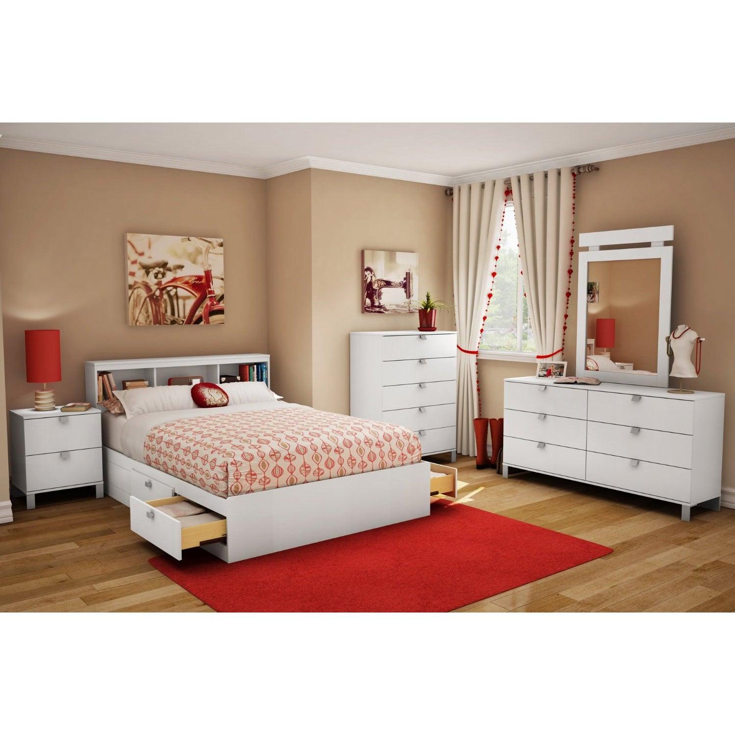 Full size Modern Platform Bed with 4 Storage Drawers - PRHOMZ