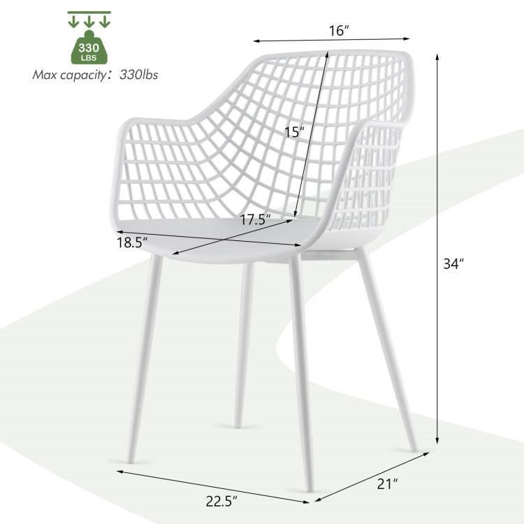 Set of 4 Modern Mid-Century White Mesh Dining Chair with Ergonomic Backrest - PRHOMZ