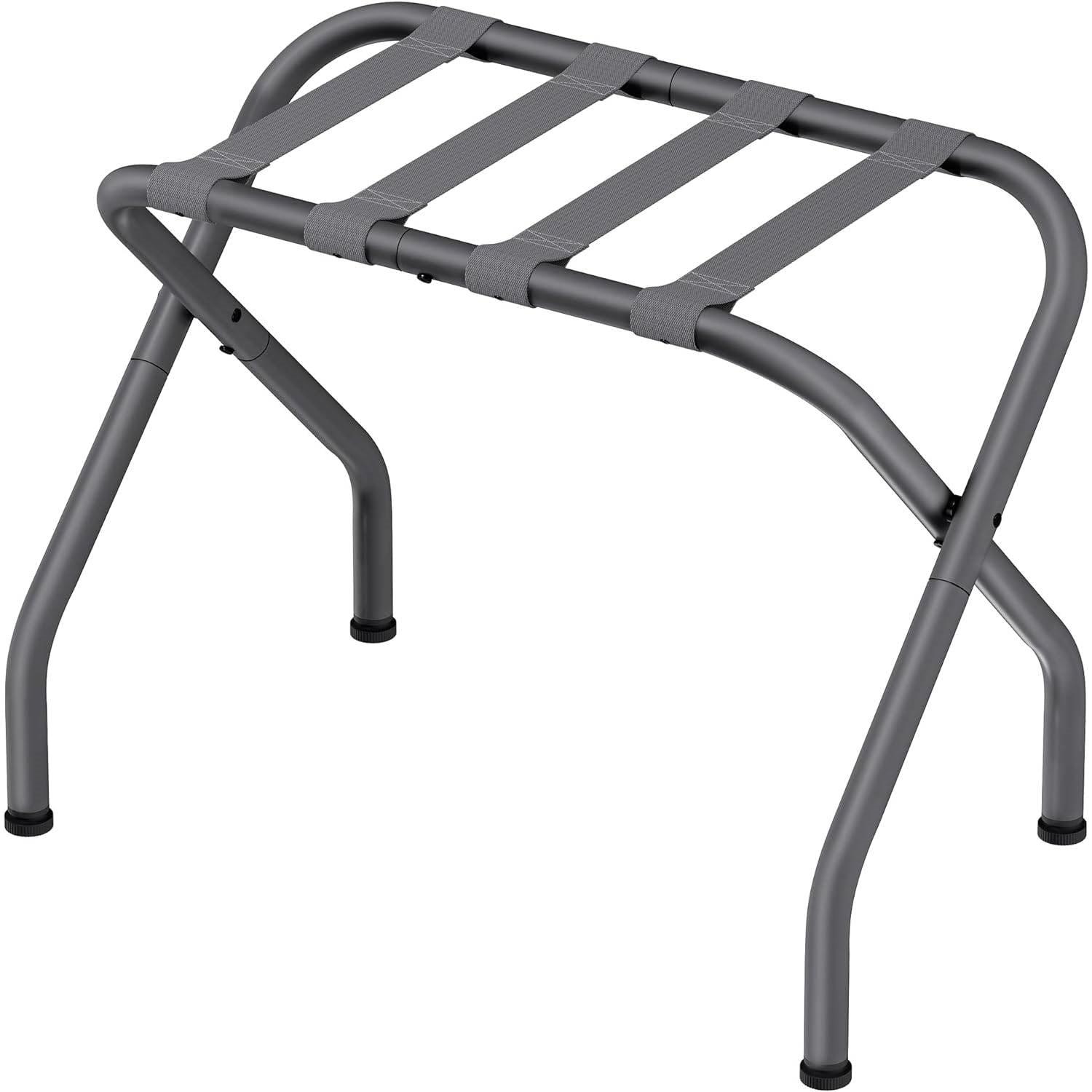 Sturdy Grey Metal Folding Luggage Rack - PRHOMZ