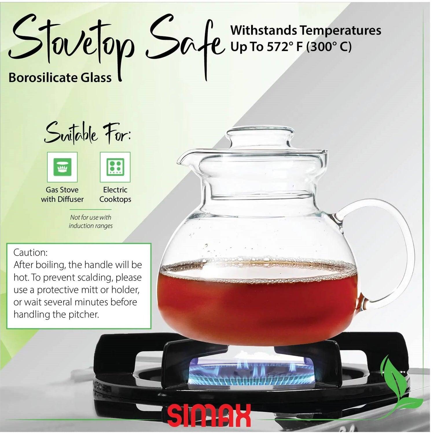 1.5 Quart Glass Teapot Tea Kettle for Stove Top - PRHOMZ