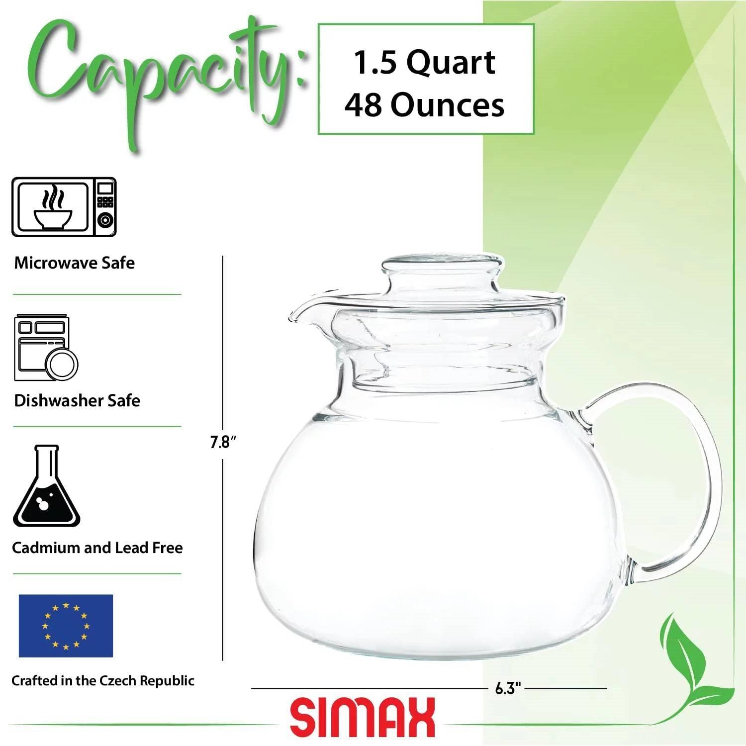 1.5 Quart Glass Teapot Tea Kettle for Stove Top - PRHOMZ