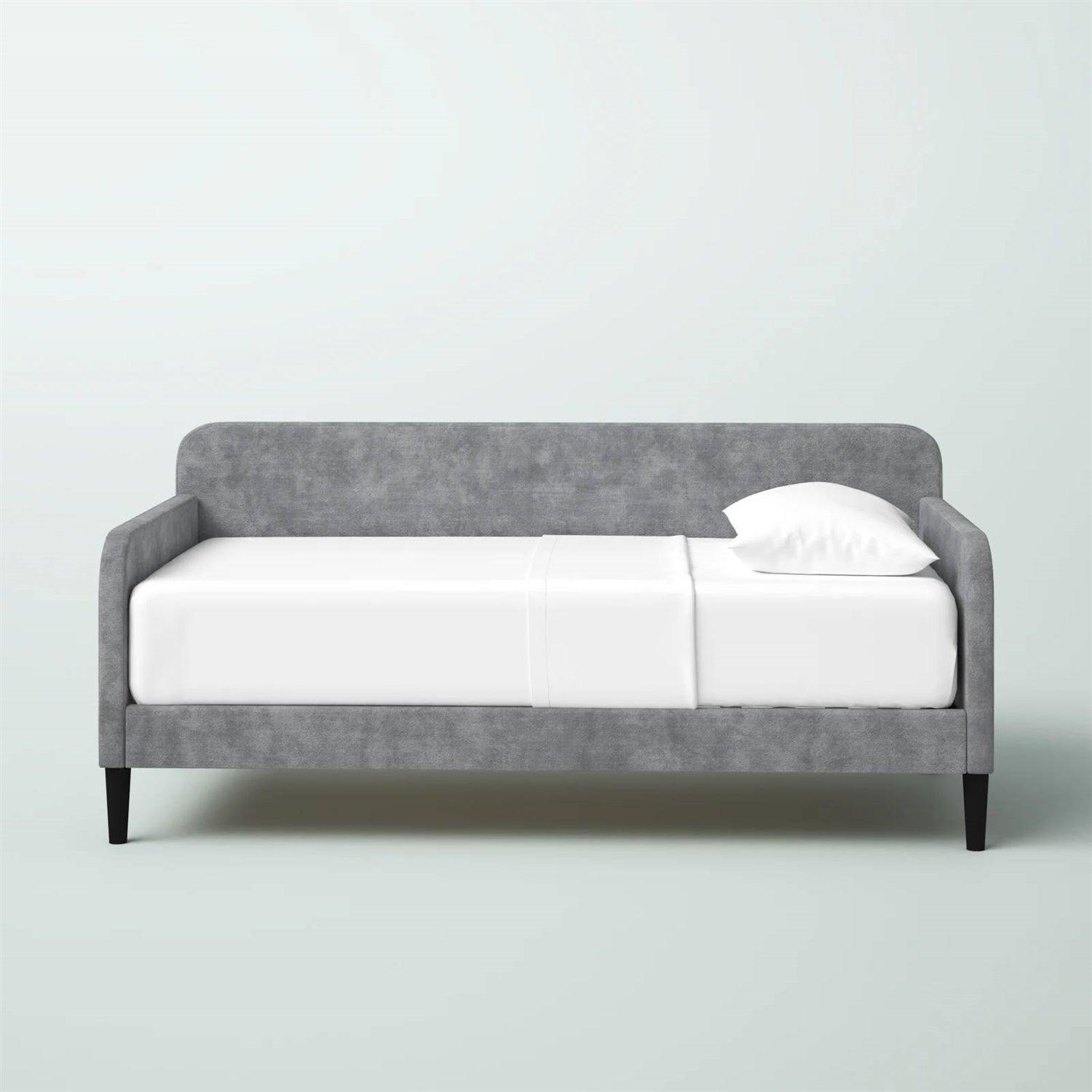Twin size Modern Grey Silver Velvet Upholstered Daybed - PRHOMZ
