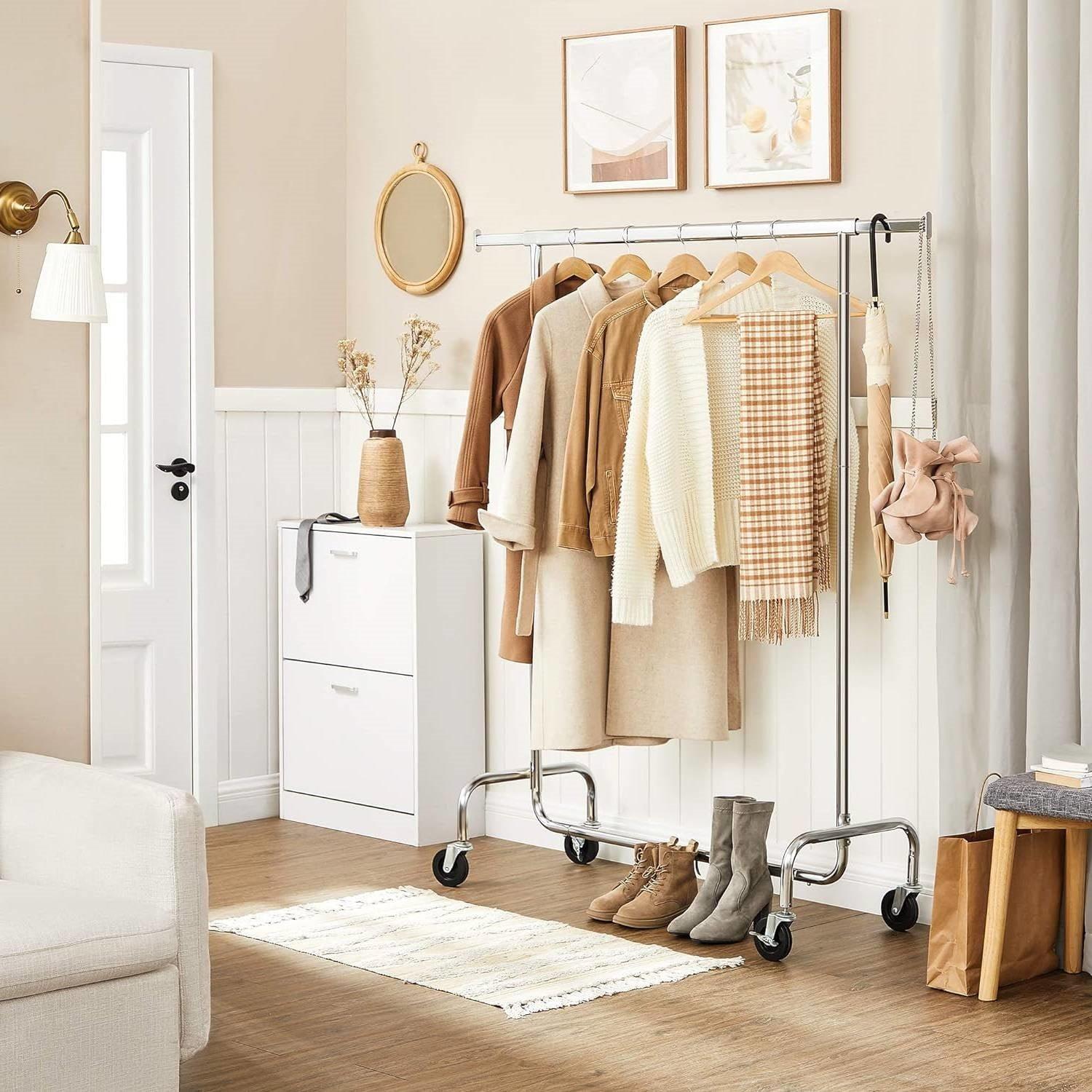 Heavy Duty Metal Clothes Garment Rack on Wheels – 286 lb. Capacity - PRHOMZ