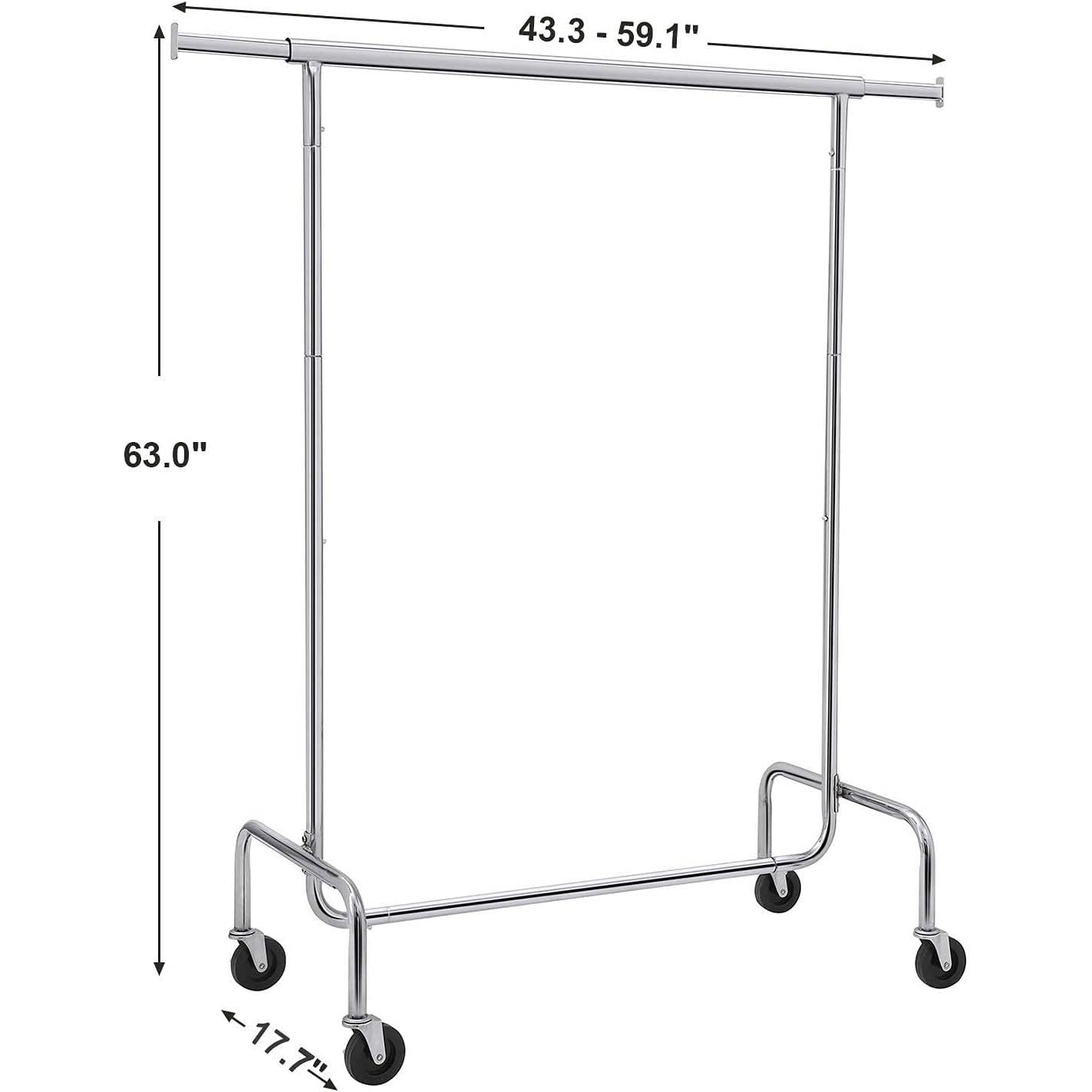 Heavy Duty Metal Clothes Garment Rack on Wheels – 286 lb. Capacity - PRHOMZ