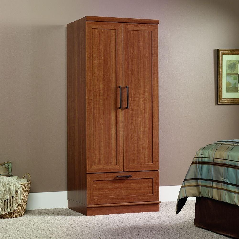 Sienna Oak Wardrobe Clothes Storage Cabinet Armoire - PRHOMZ