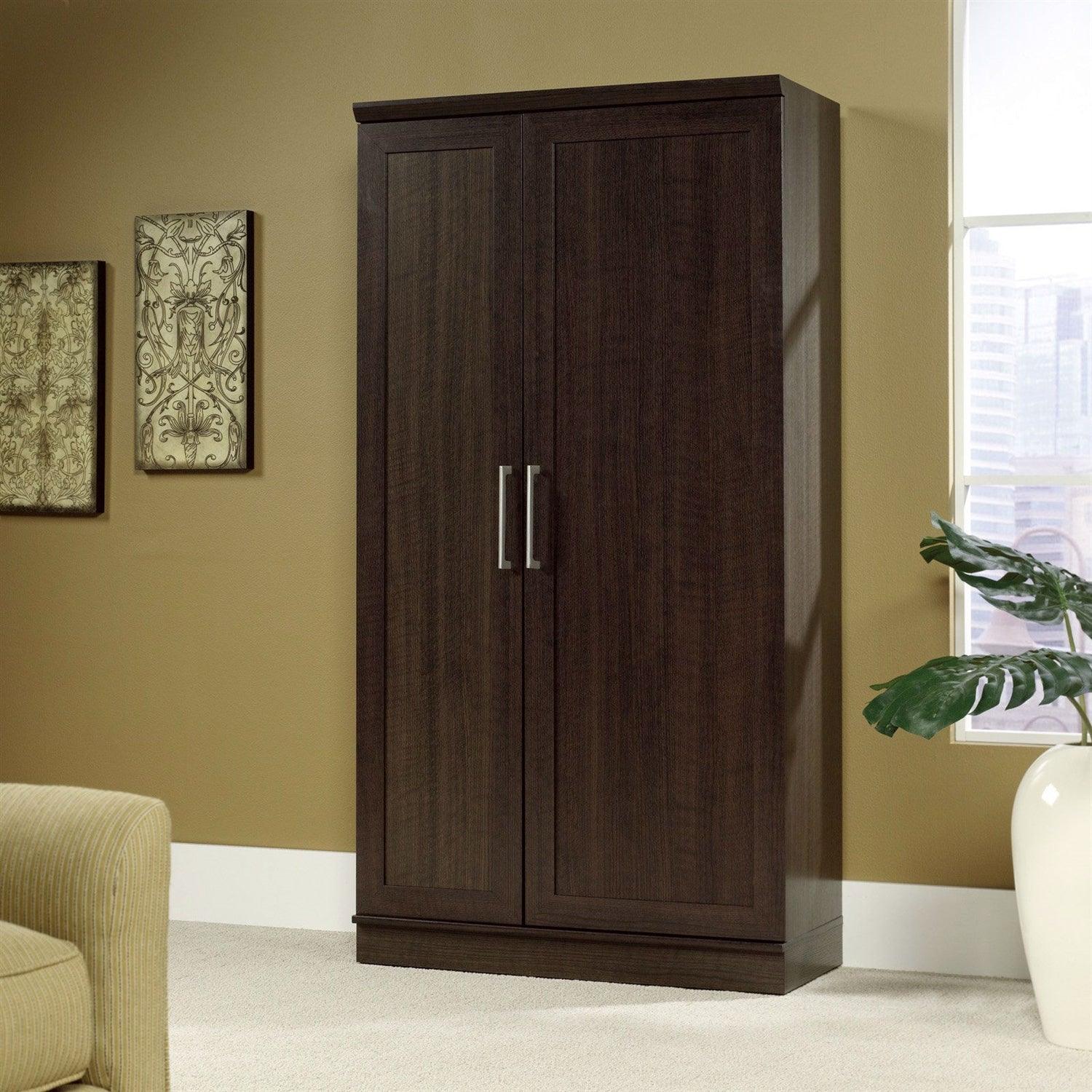 Multi-Purpose Living Room Kitchen Cupboard Storage Cabinet Armoire in Brown - PRHOMZ