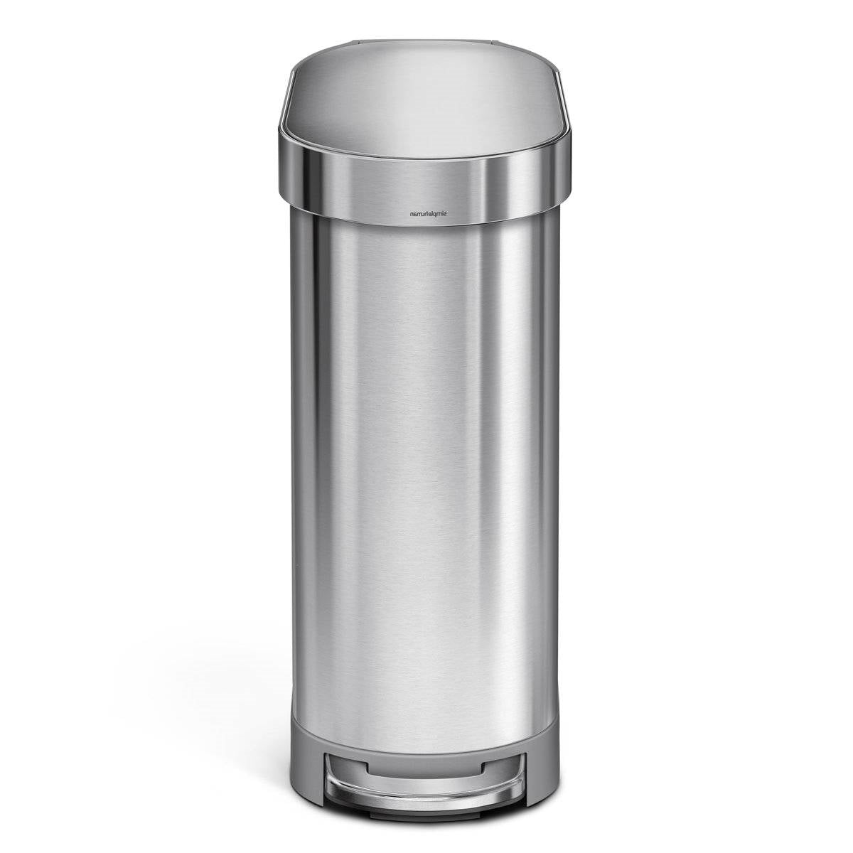 Stainless Steel 12-Gallon Narrow Kitchen Trash Can with Easy Step-on Lid-1