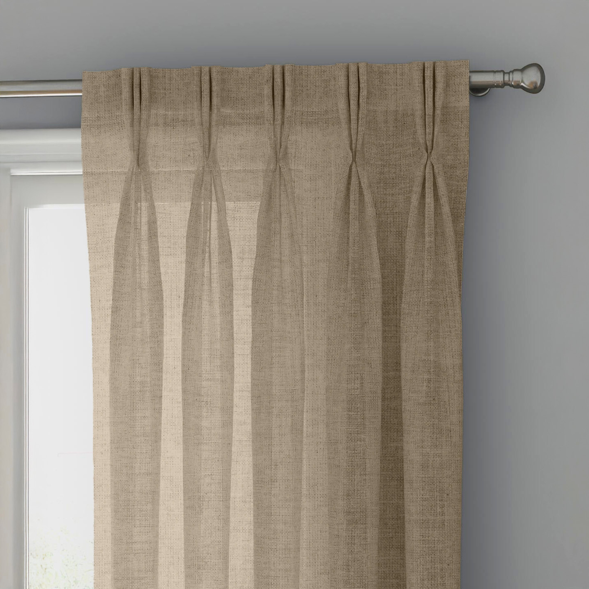 Sand Beige Linen Sheer Curtains - Triple Pinch Pleat - Made to Measure-0