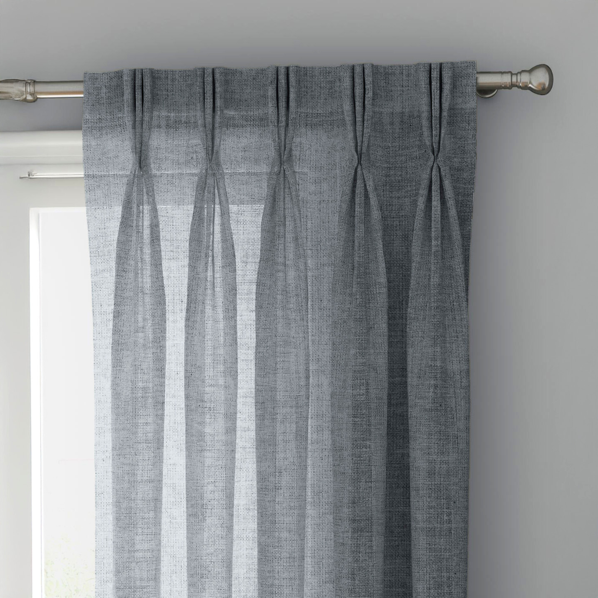 Elephant Grey Linen Sheer Curtains - Triple Pinch Pleat - Made to Measure-0