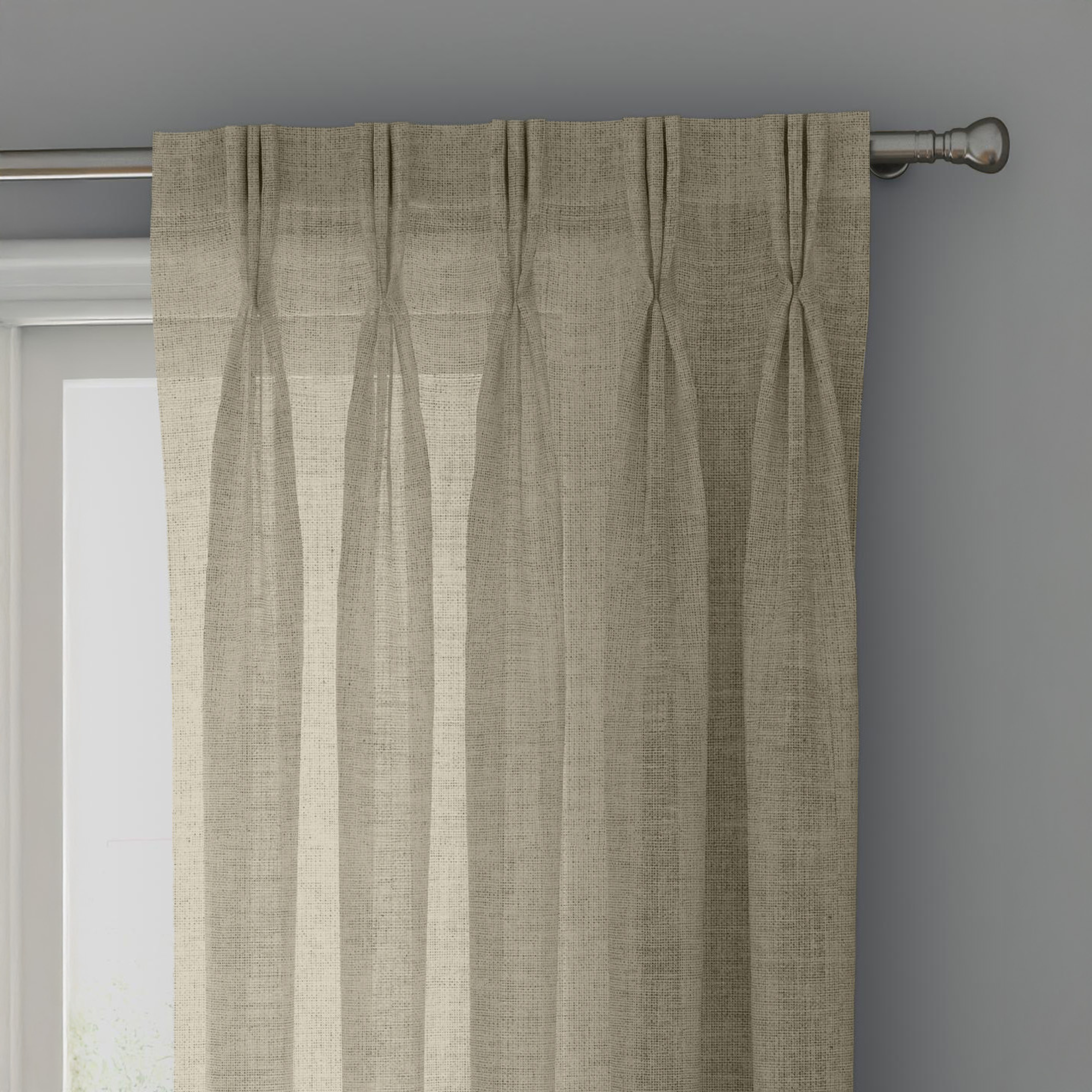 Creamy Off White Linen Sheer Curtains - Triple Pinch Pleat - Made to Measure-0