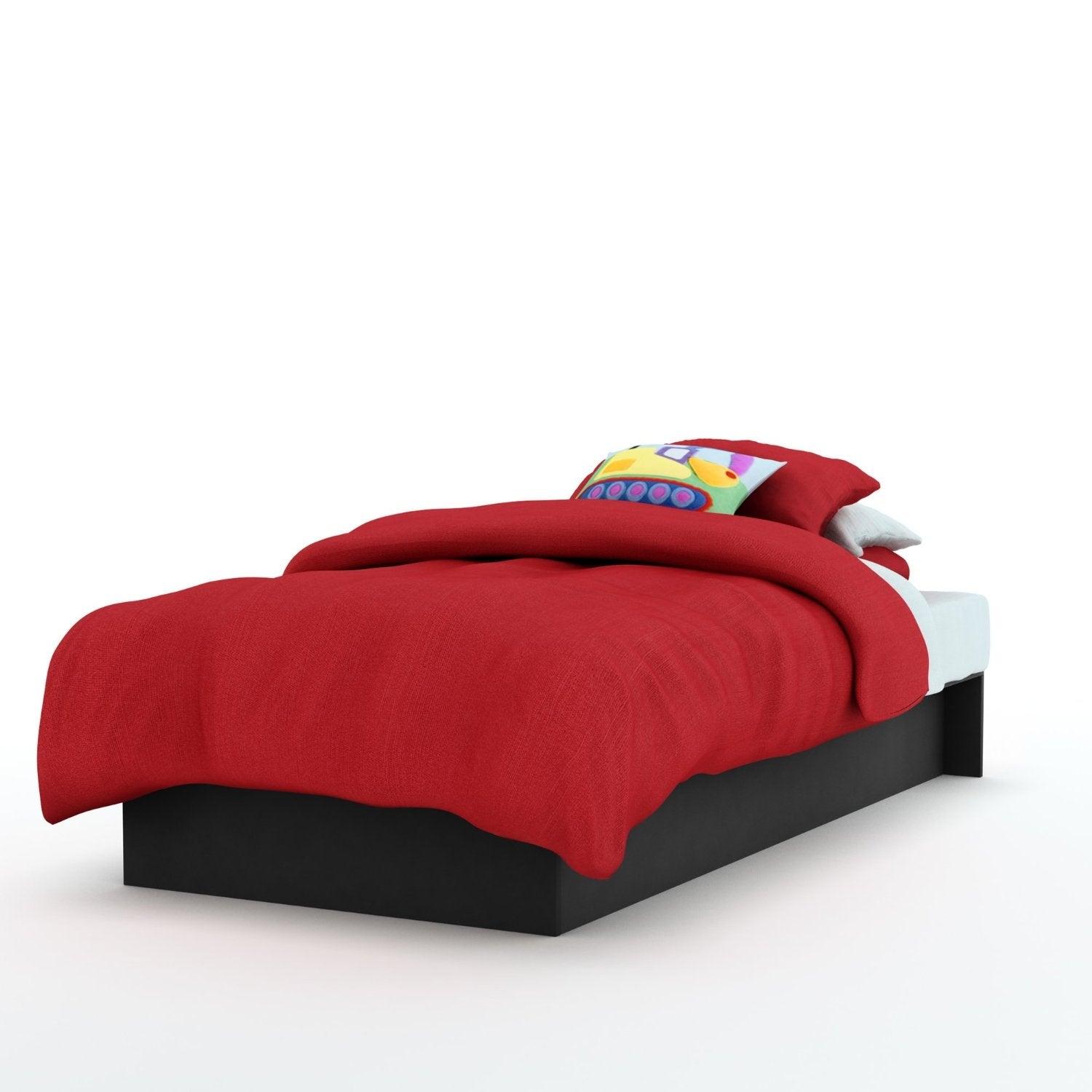 Twin size Platform Bed Frame in Black Wood Finish - PRHOMZ