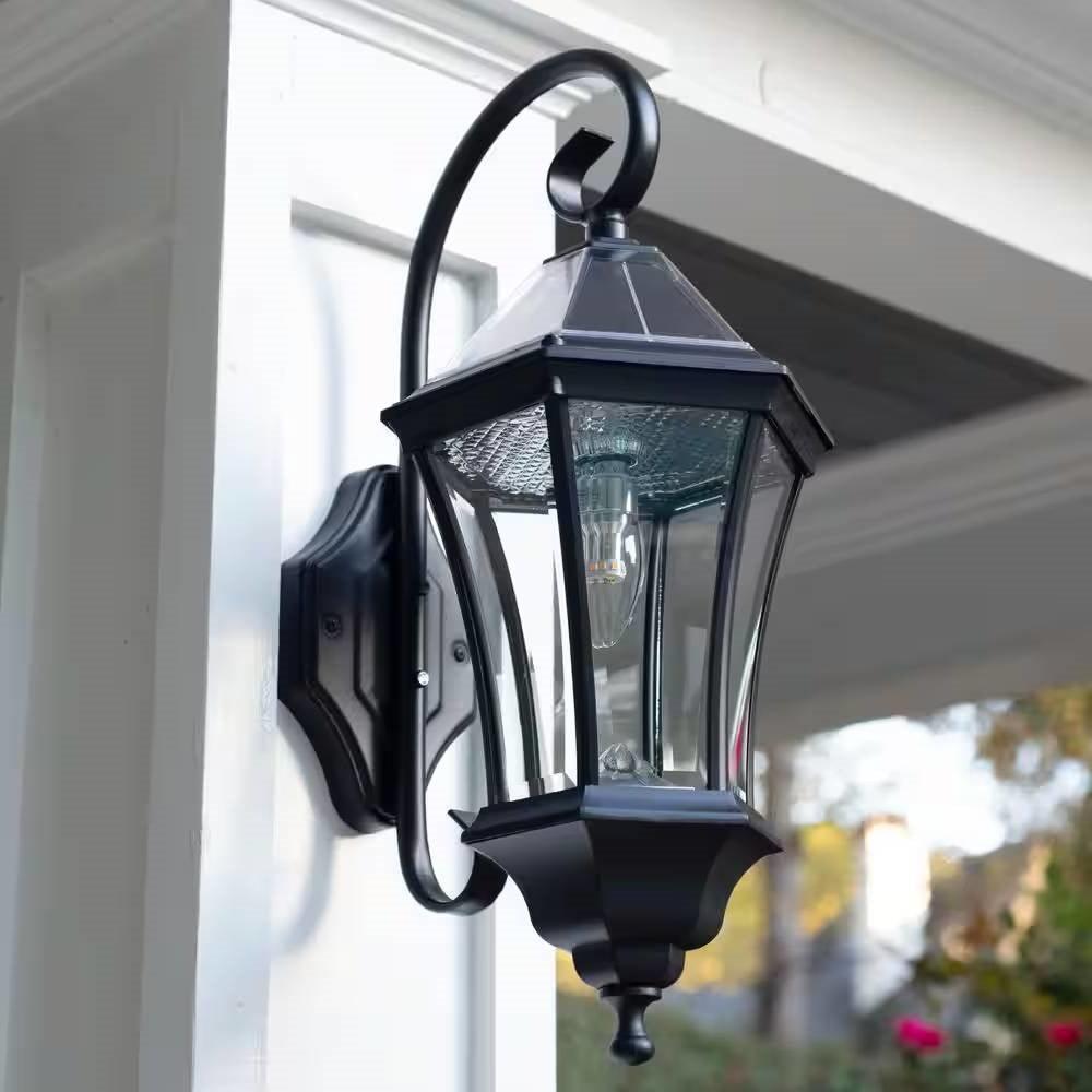 Outdoor Farmhouse Solar Wall Light in Black Finish - 150 Lumens - PRHOMZ