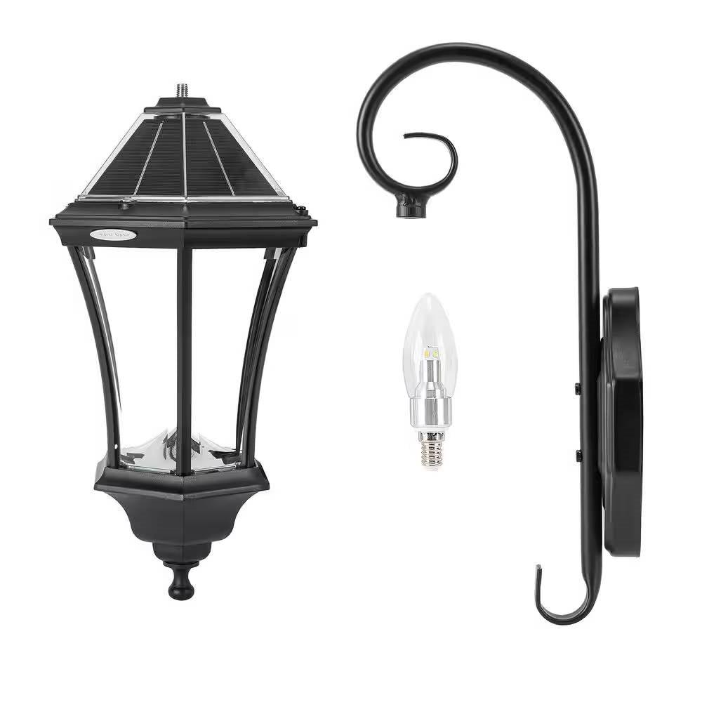 Outdoor Farmhouse Solar Wall Light in Black Finish - 150 Lumens - PRHOMZ