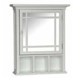 White Bathroom Medicine Cabinet with Mirror - PRHOMZ