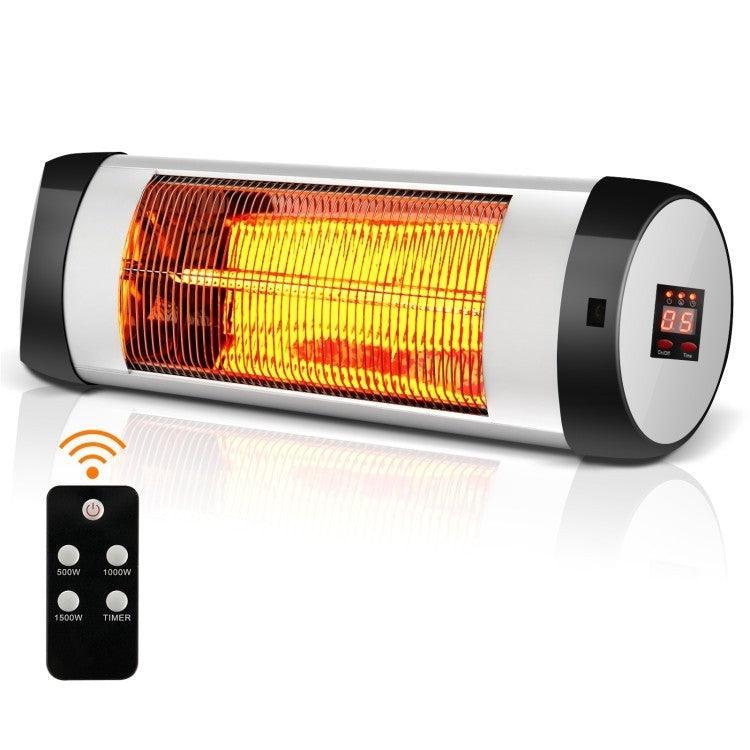 1,500 Watt 3 Mode Wall-Mounted Electric Infrared Heater with Remote Control - PRHOMZ