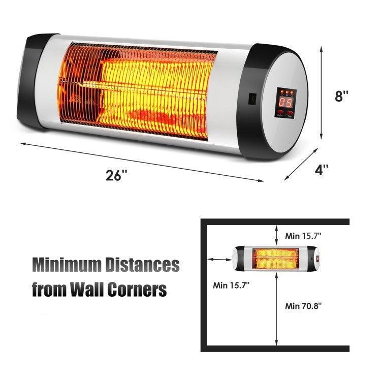1,500 Watt 3 Mode Wall-Mounted Electric Infrared Heater with Remote Control - PRHOMZ