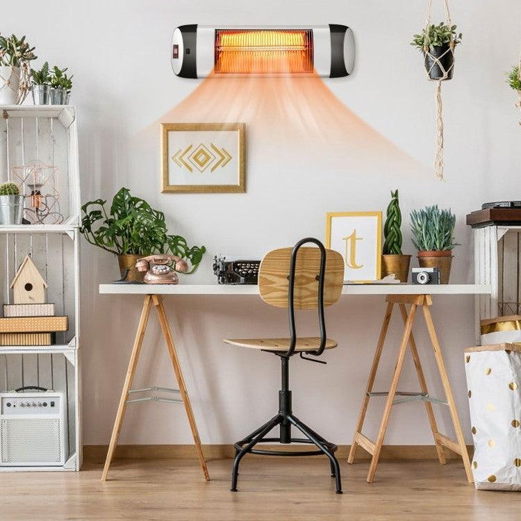 1,500 Watt 3 Mode Wall-Mounted Electric Infrared Heater with Remote Control - PRHOMZ