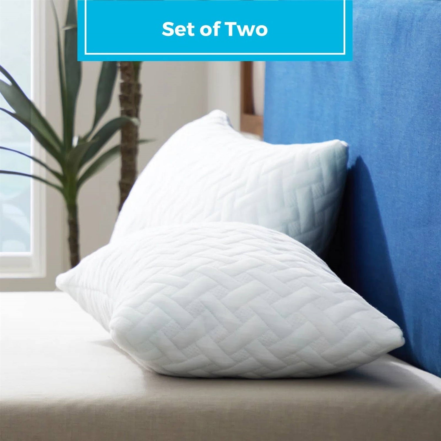 Set of 2 - Shredded Memory Foam Bed Pillows with 2 Pillowcases - Standard size-3