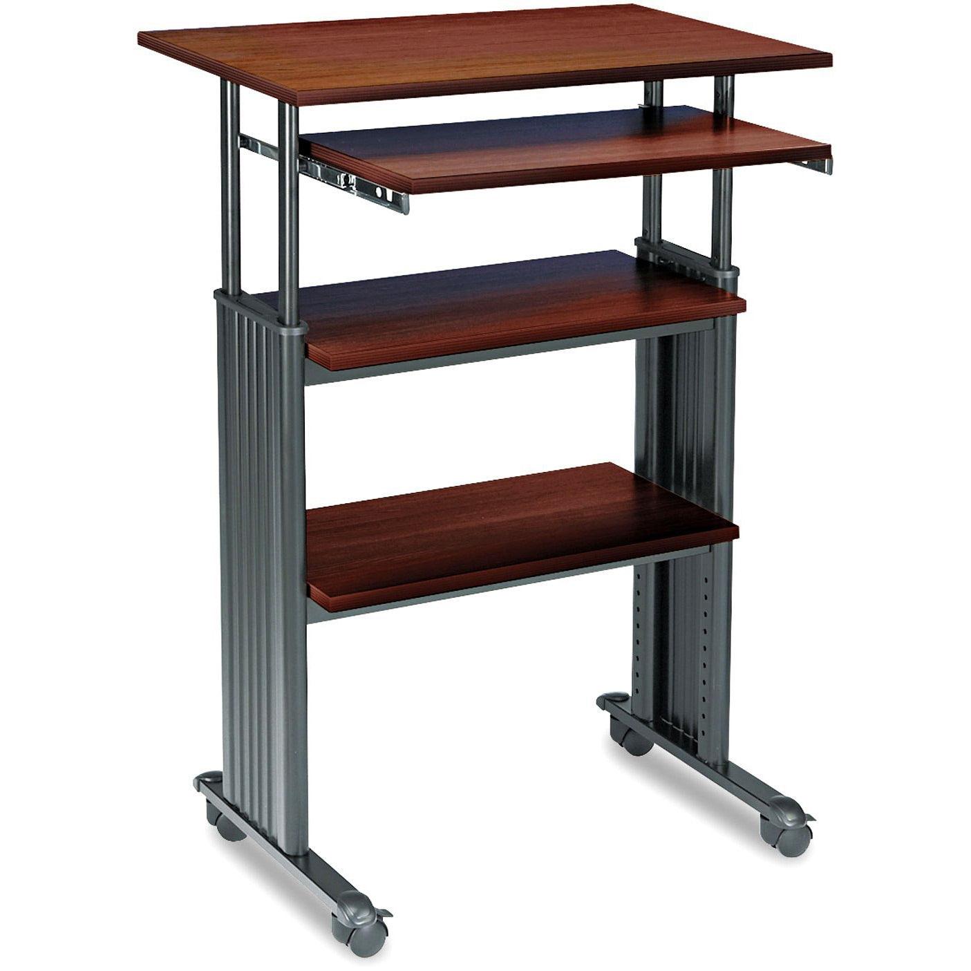 Adjustable Height Stand Up Computer Desk Workstation in Cherry - PRHOMZ