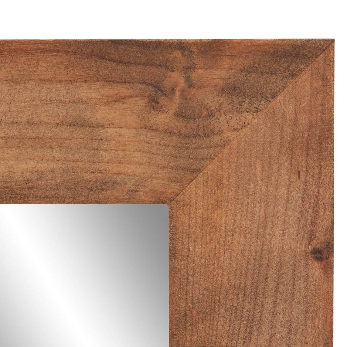 Set of 2 Modern Farmhouse Mirror Set Distressed Brown Wood Frame 31 x 24 inch - PRHOMZ