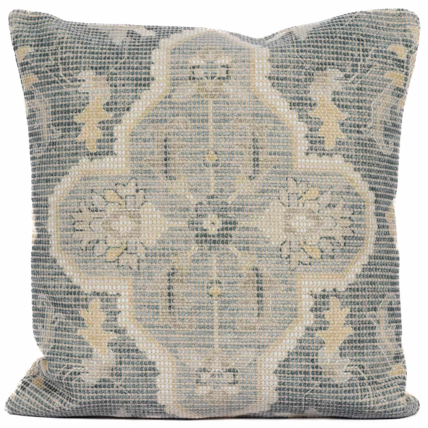Bigaa Teal Medallion Throw Pillow-1