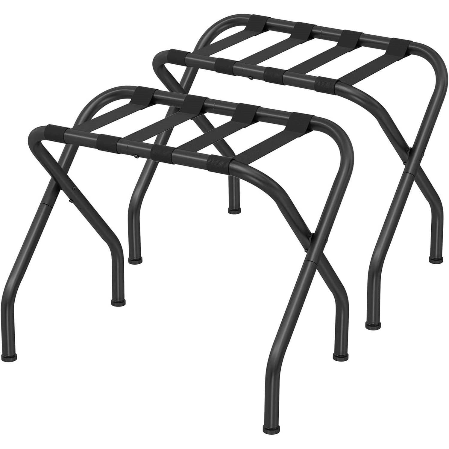 Set of 2- Sturdy Black Metal Folding Luggage Rack - PRHOMZ