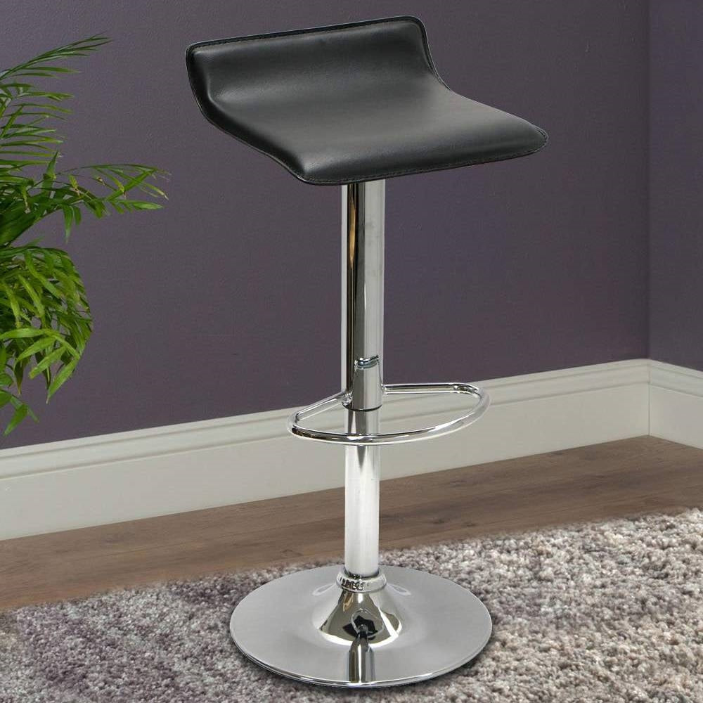 Modern Air-Lift Adjustable Bar Stools with Black PVC Seat-1