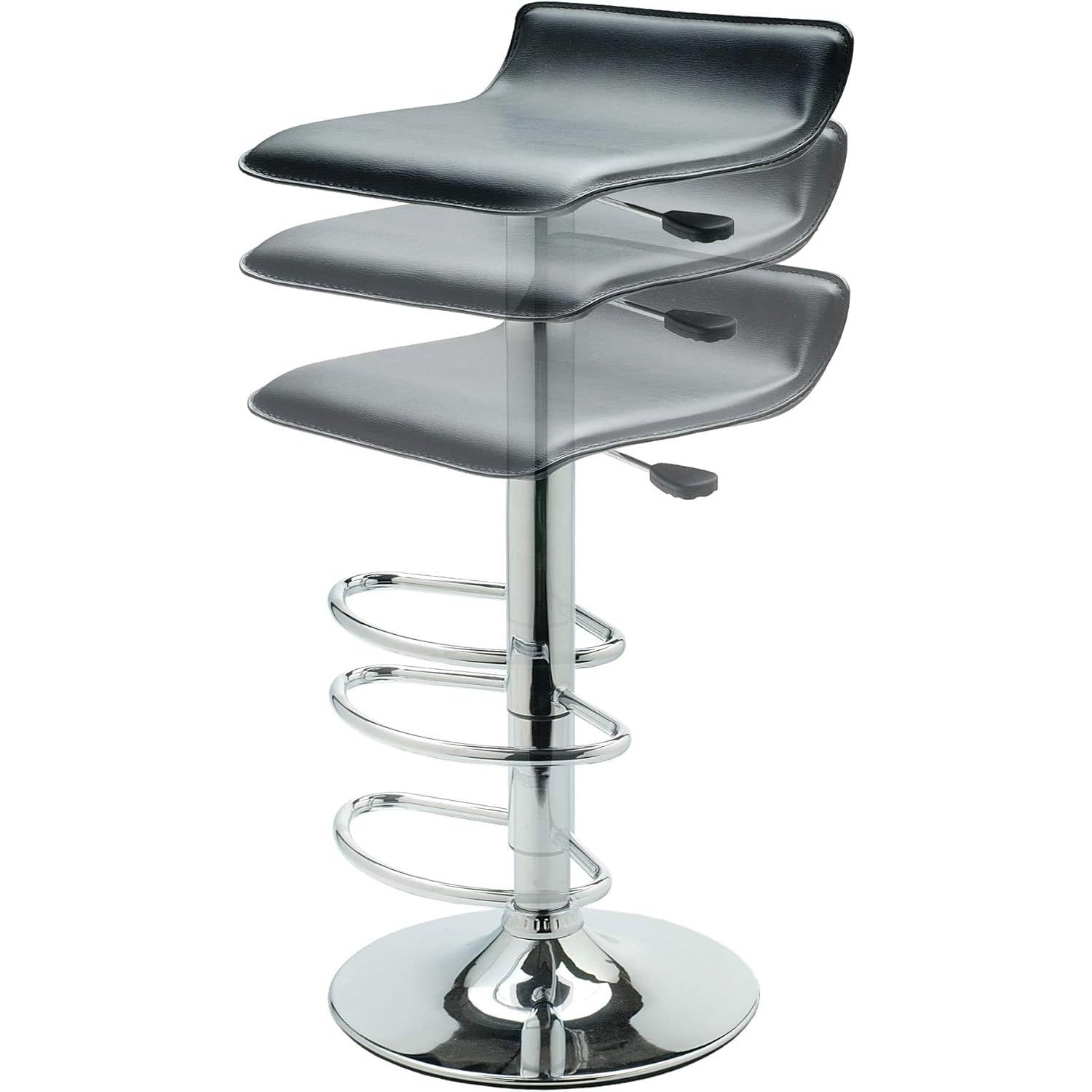 Modern Air-Lift Adjustable Bar Stools with Black PVC Seat-2