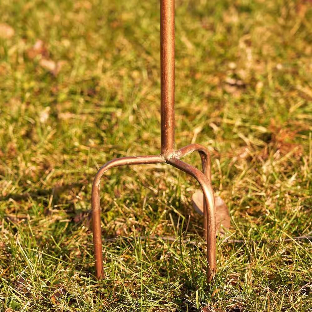 Outdoor Powder Coated Iron Birdhouse with 3-Prong Garden Stake in Copper Finish - PRHOMZ