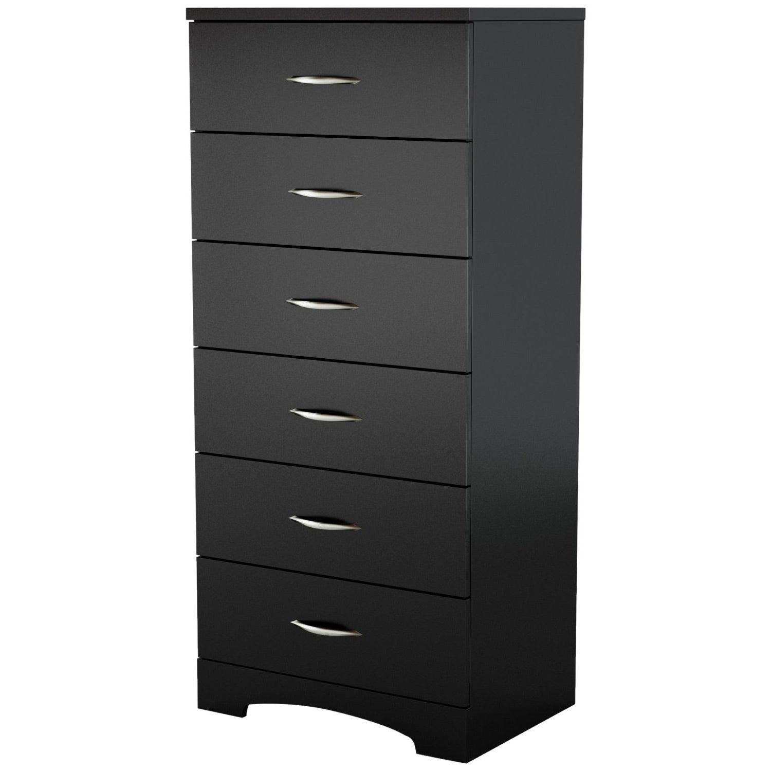 Black 6-Drawer Lingerie Chest for Contemporary Bedroom - PRHOMZ