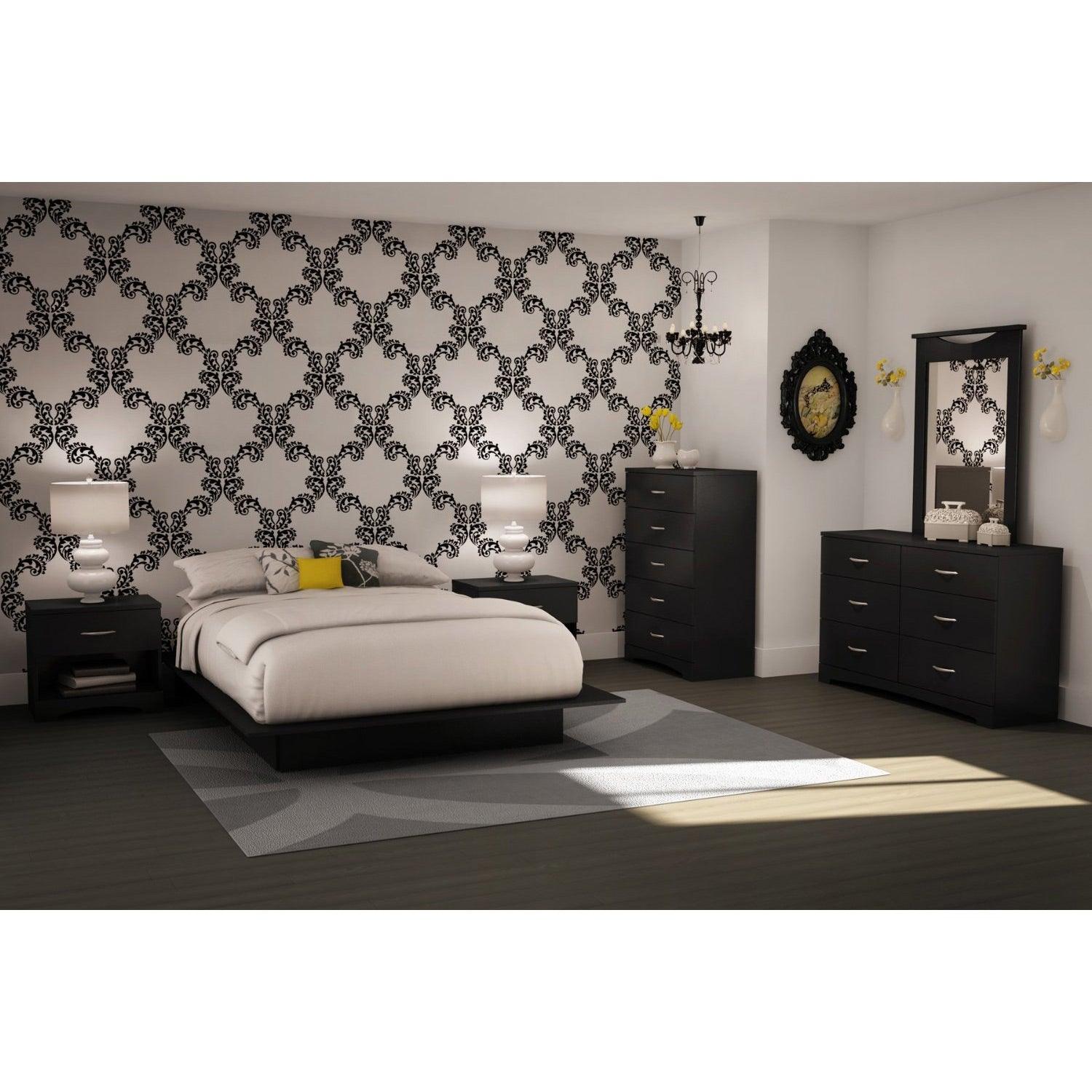 6-Drawer Dresser for Contemporary Bedroom in Black Finish - PRHOMZ