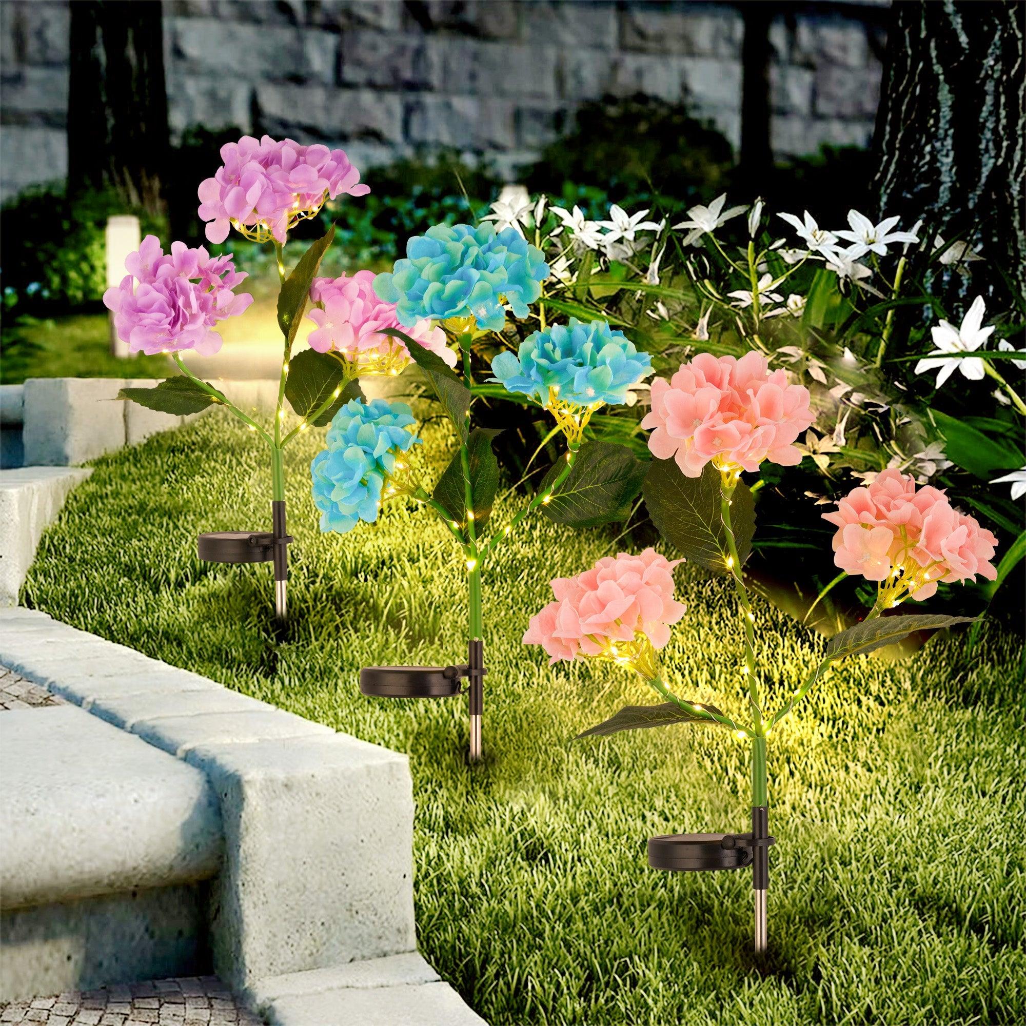 2-Pack Solar Powered Hydrangea Pathway Light - PRHOMZ