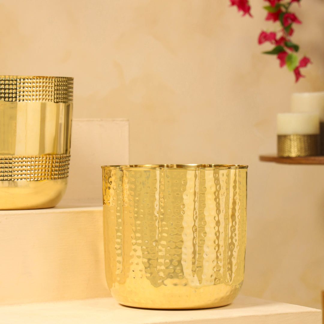 Brass Bucket Planter Pot – 9 Inch Handcrafted Indoor & Outdoor Plant Pot | Sama Homes-3