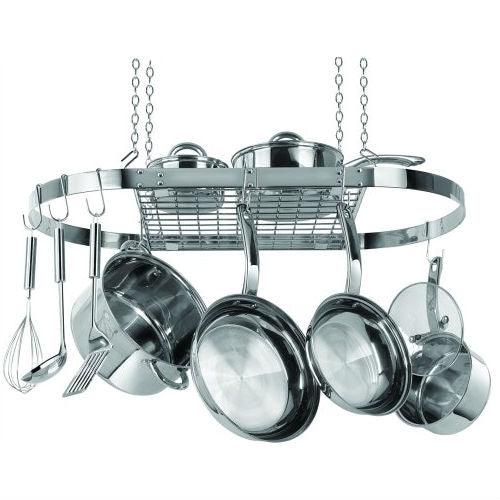 Stainless Steel Oval Pot Rack for Kitchen Cookware Storage - PRHOMZ