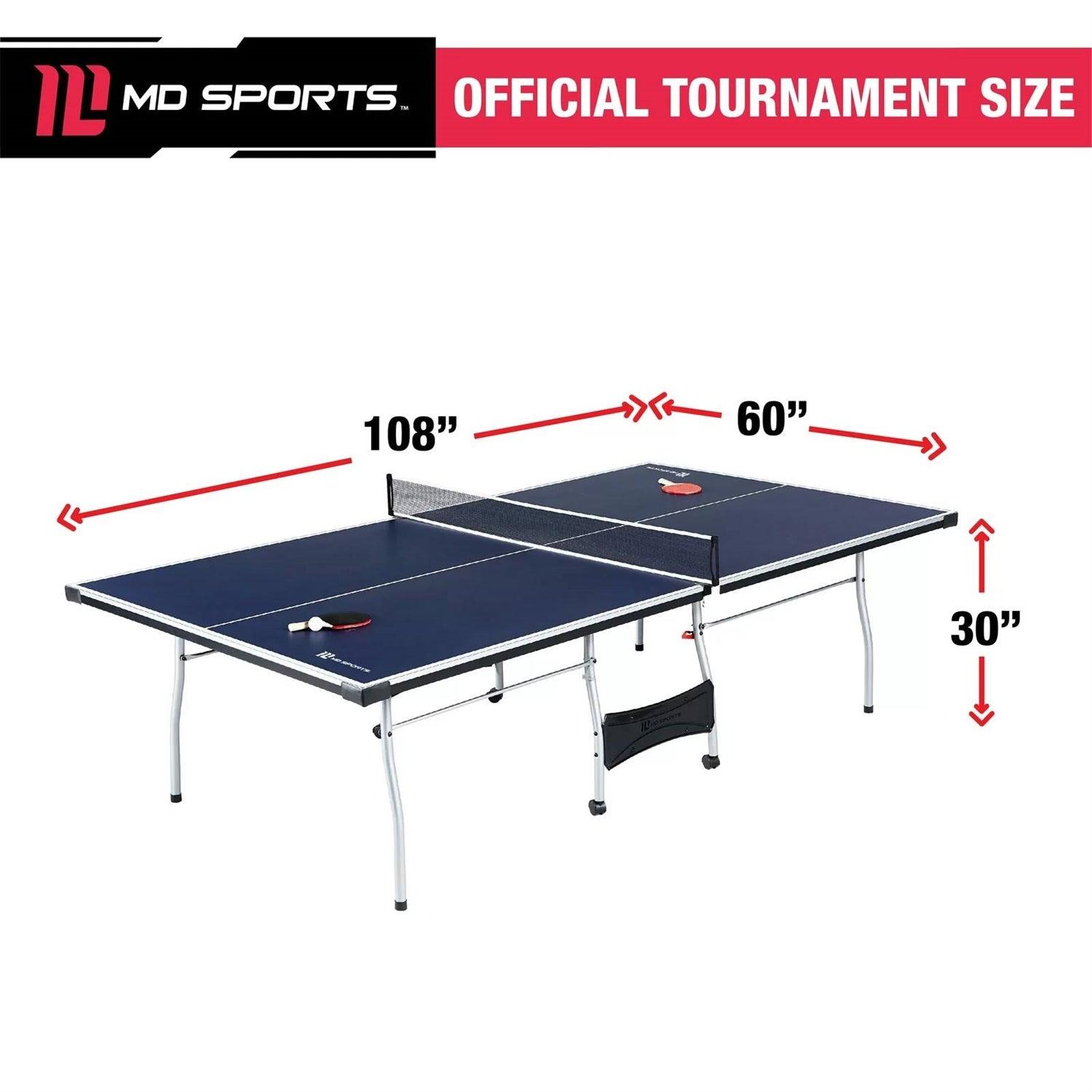 Official Size Blue Ping Pong Table Tennis Set with Net 2 Balls and 2 Paddles - PRHOMZ